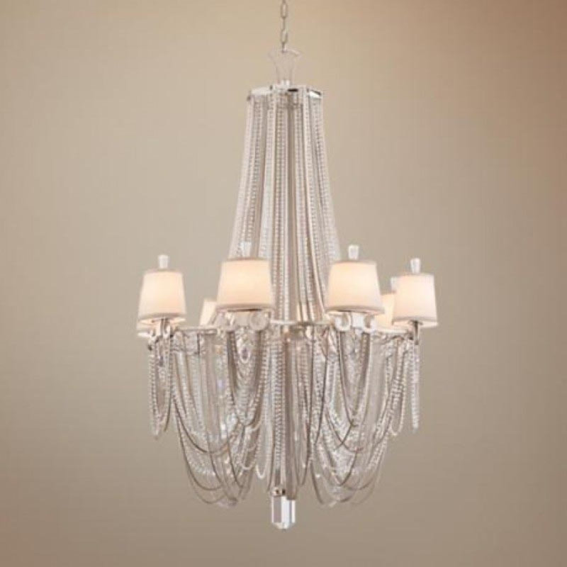 Lustre suspendu en acier inoxydable à 5 lumières, Nickel poli, Fumée