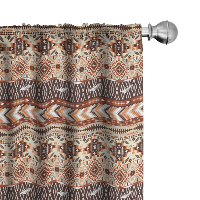 Tribal Geometric Semi-Sheer Rod Pocket Curtain Panels, 28" x 84"
