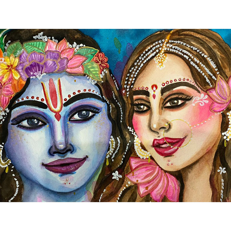 Radha Krishna | Aquarelle sur papier de coton | Par Rashi Agrawal