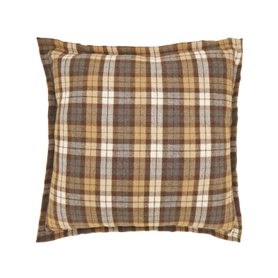 Plaid Flange Filled Throw Pillow