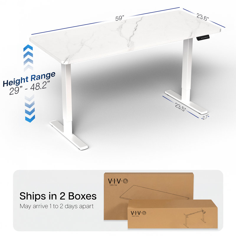 VIVO Electric 60” x 24” Stand Up Desk, White