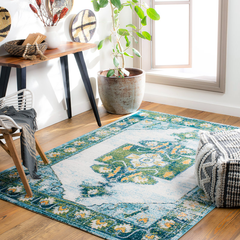 Fleeman Oriental Indoor Rug, Rectangle 6'7" x 9'