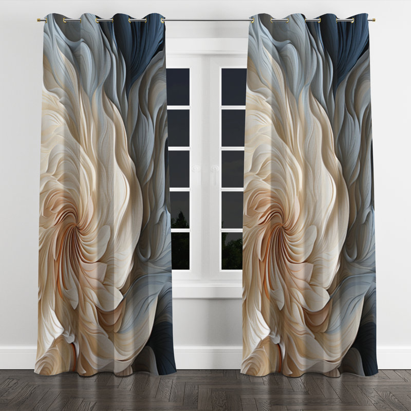Jarosz - Abstract Grommet Curtain - Blackout Geometric Curtain - 1 Panel, 52" W x 108" L, Golden Grommets
