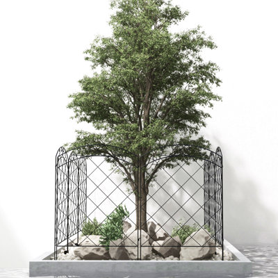 Clôture de jardin Outsunny, paquet de 4 panneaux de clôture en acier, L 11,4 pi x H 43 po, bordure de bordure décorative pour animaux résistante à la rouille pour bordure de jardin, paysage, patio, décor extérieur, vignes arquées