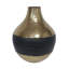 Vase en aluminium doré D10X12 "avec détails en cuir artificiel noir