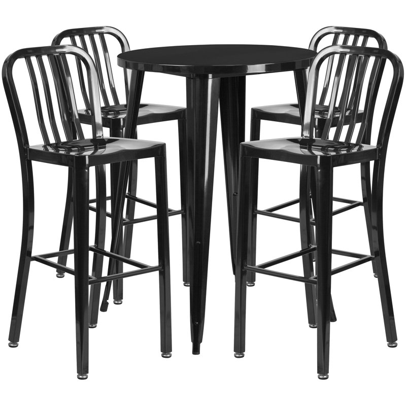 Ensemble de salle à manger pour 4 personnes 35,25 po Posey, Noir, 30.25"