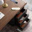 Bureau rectangulaire en noyer massif + bois manufacturé avec 3 tiroirs-108614162