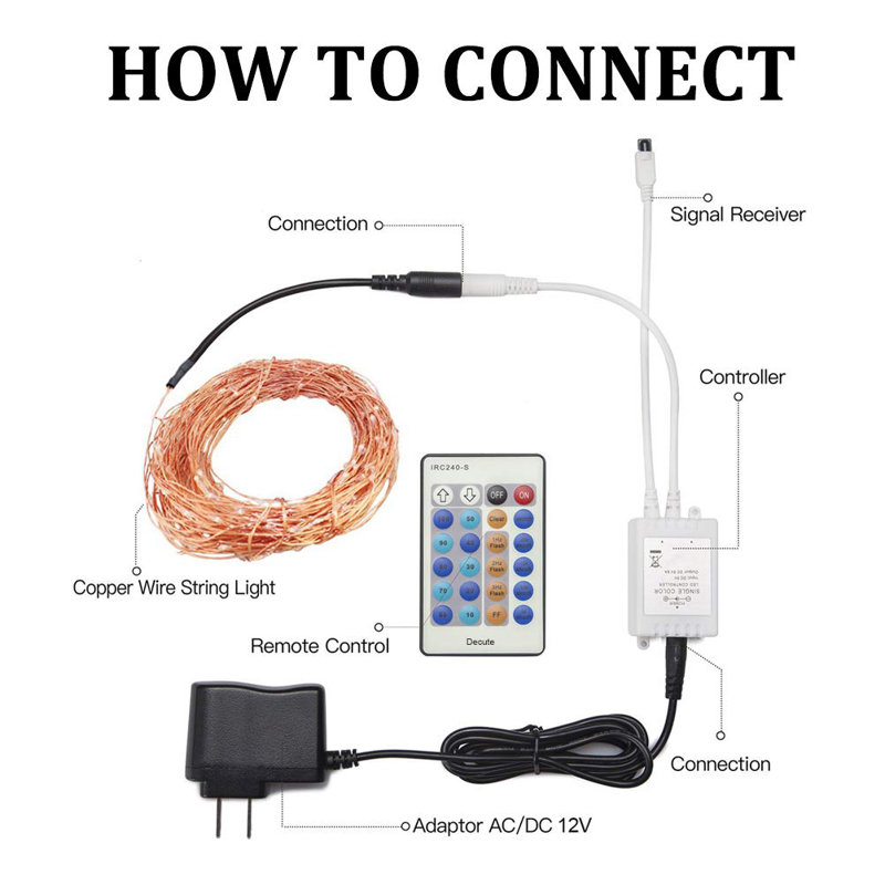 99FT LED Fairy String Lighs 300-LEDs 2700K with Remote Control