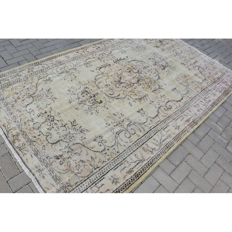 Tapis turc, tapis tissé à plat beige, tapis rétro, tapis Anatolian, tapis de chambre