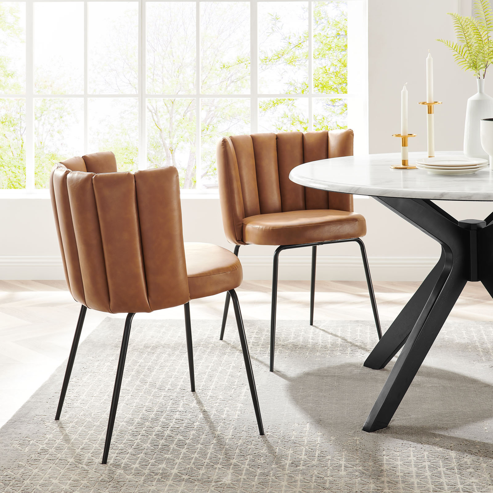 Modway Virtue Vegan Leather Dining Chair Set of 2 | Wayfair