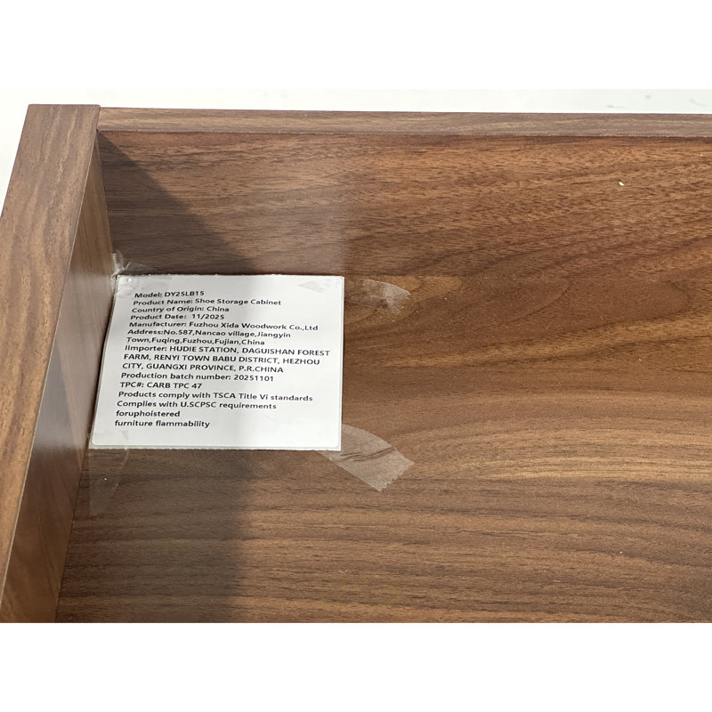 Armoire à chaussures de 42,5 po de hauteur en rotin avec portes, armoire de rangement à 6 niveaux avec tablettes réglables, armoire à chaussures autoportante en bois pour vestibule, couloir, salon