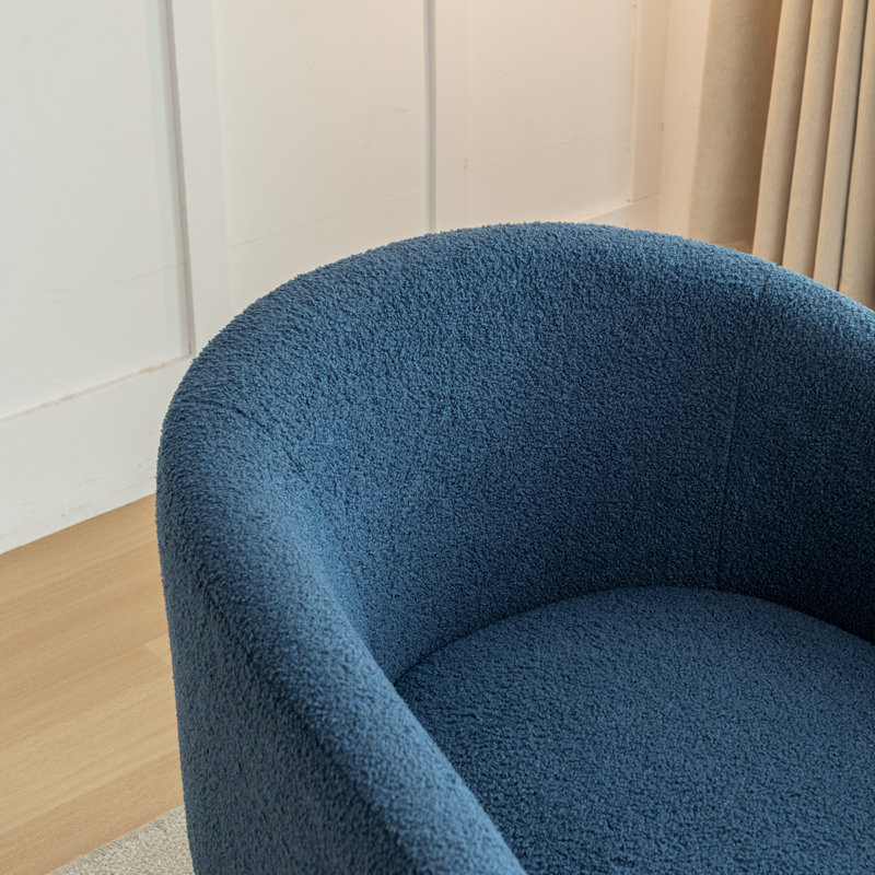 Fauteuil demi-tonneau Jameila, Fausse fourrure bleu marine, 2, Noir