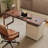 Nut-brown + White Rectangular Solid Wood desks-1173641283