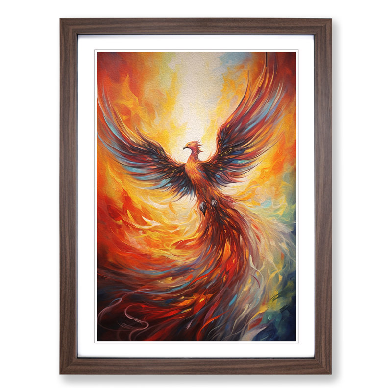XYZ-FRM-V1223-5114 Phoenix Hard Edge - Single Picture Frame Print on Wood, 64cm H x 46cm W x 2cm D, Walnut