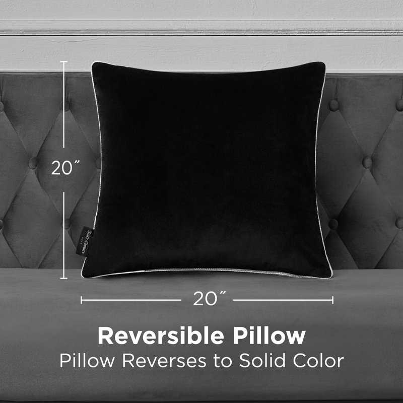 Juicy Couture Gothic Rhinestone Decorative Pillow, Black