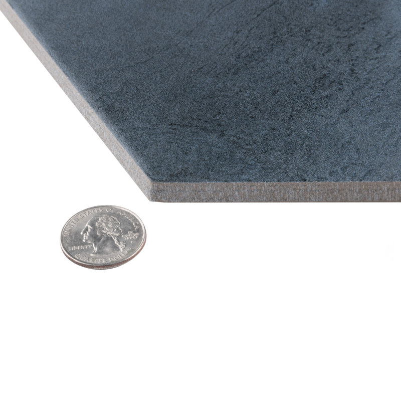 Industrial Hex 8-1/2 In. X 9-7/8 In. Porcelain Modern Look Wall & Floor Tile, Blue