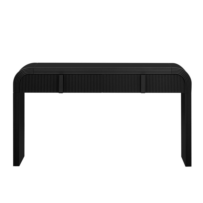 Console brillante en noir avec finition stable et tiroirs fonctionnels, Black