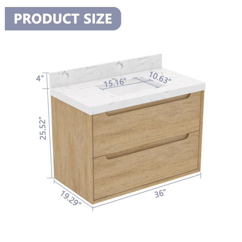Meuble-lavabo simple 36 po avec comptoir en pierre