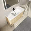 Meuble-lavabo 48 po avec lavabo simple en résine et armoire moderne à 3 portes en chêne - construction solide, assemblage facile, baignoire 48 po, lavabo, chêne, bois massif multicouche pour un élément attrayant contemporain