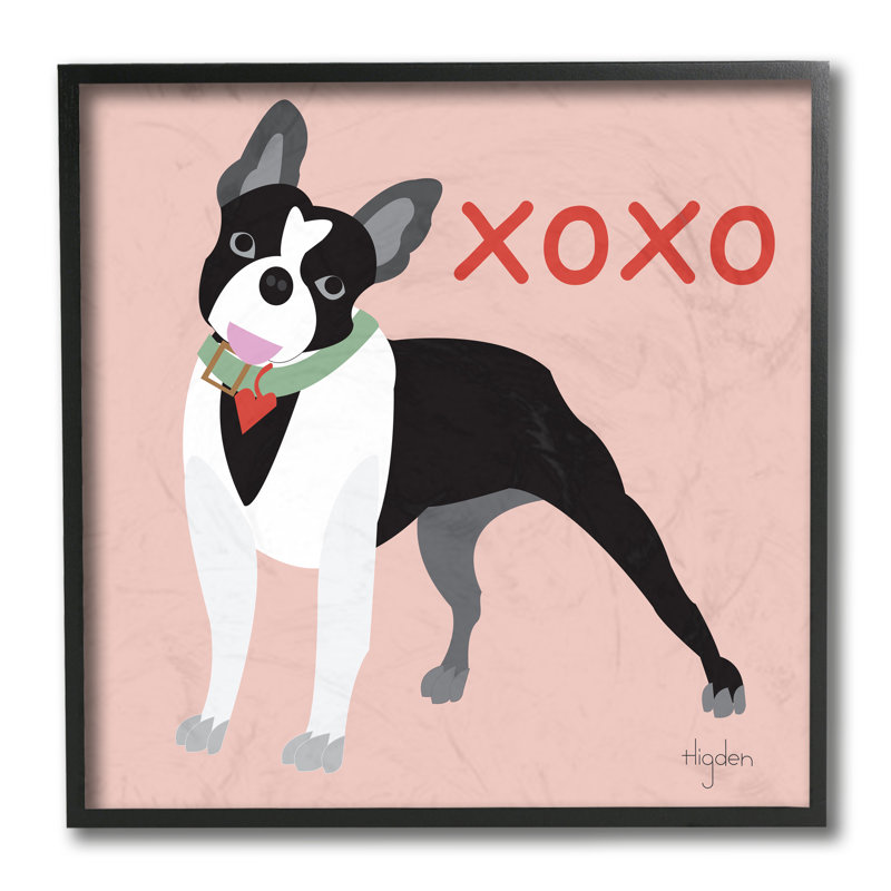 «Boston Terrier Pet Dog Hugs and Kisses Symbole» par Mark Higden - impression d'art graphique, H 12 po x l 12 po x P 1,5 po