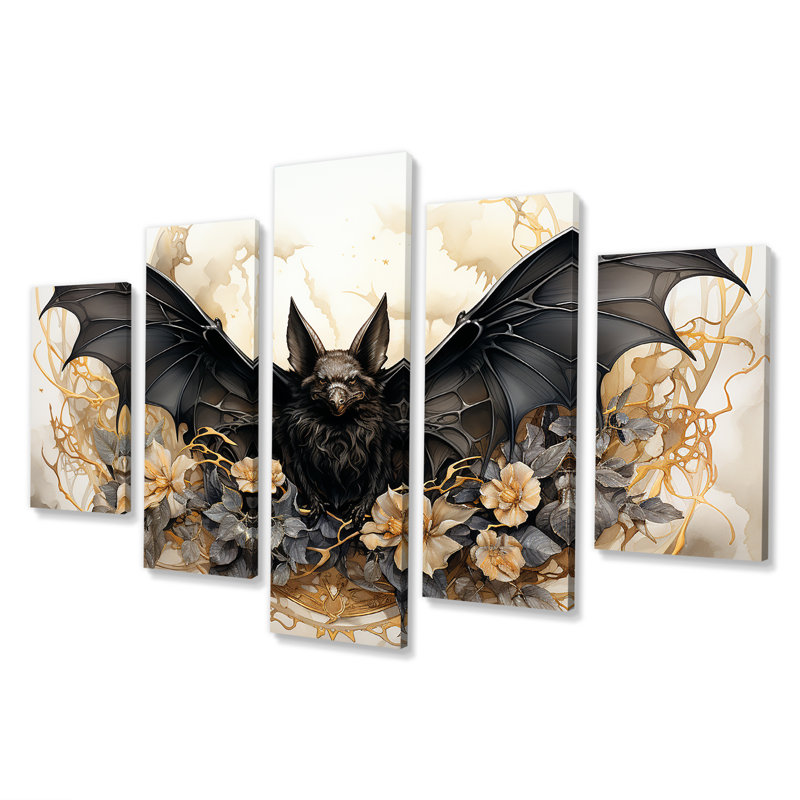 Silhouette minimaliste de chauve-souris - art mural Multipanel