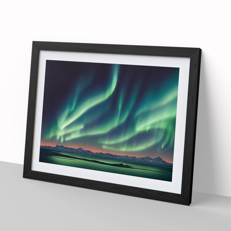 Joyous Aurora Borealis - Framed Print, Black, 25cm H x 34cm W x 2cm D