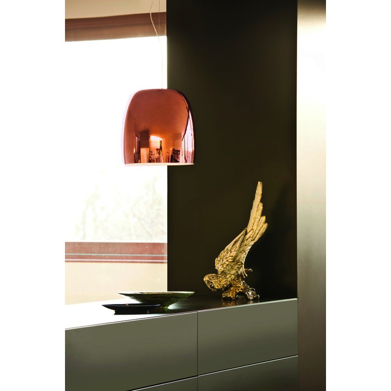 1 - Light Matt White LED Dome Pendant, Copper, No, 200cm H x 21cm W x 21cm D