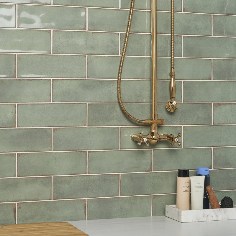 San Luis 3.93 in. x 11.96 in. Polished Ceramic Wall Tile (10.76 Sq. Ft. / Case), Green