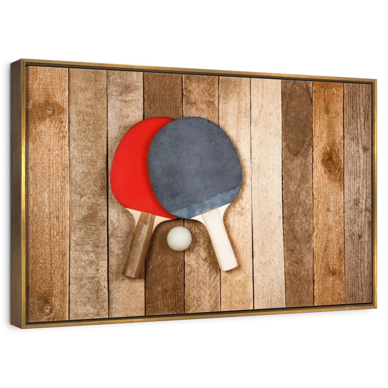 Wooden Ping Pong, Floating Frame Gold, 43" X 29"