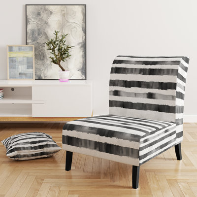 Fauteuil en velours rayé - Gris fumé noir et blanc