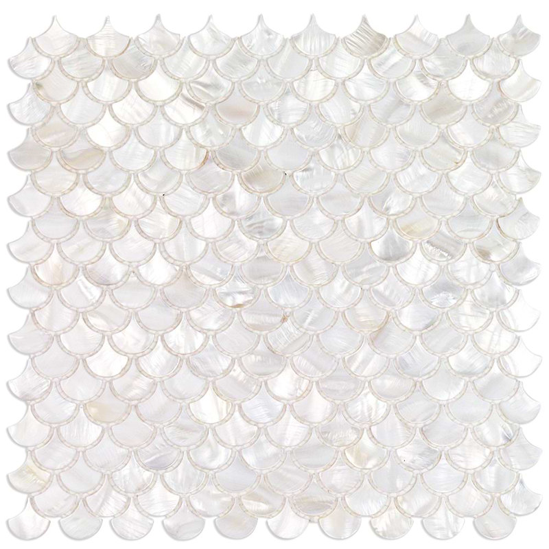 Oyster 1" Fish Scale Polished Pearl Mosaic Tile