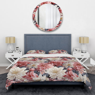 Romantic White And Pink Floral Symphony - Ensemble de housse de couette à motif floral