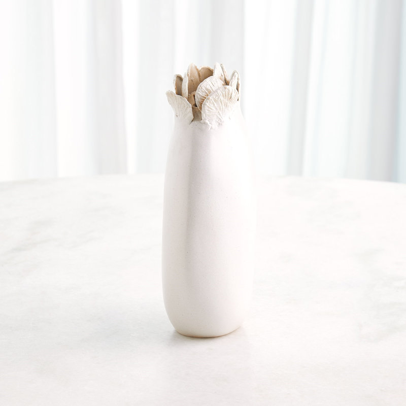 Sand Dollar Vase-White-Lg, White