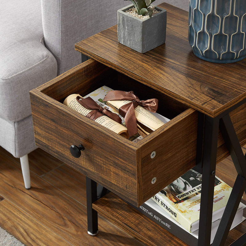 Armie End Table Set with Storage, Brown