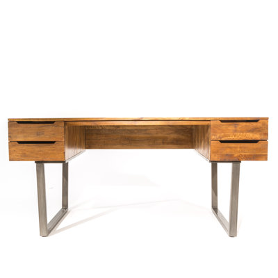 Harless Solid Wood Steel Writing Desk