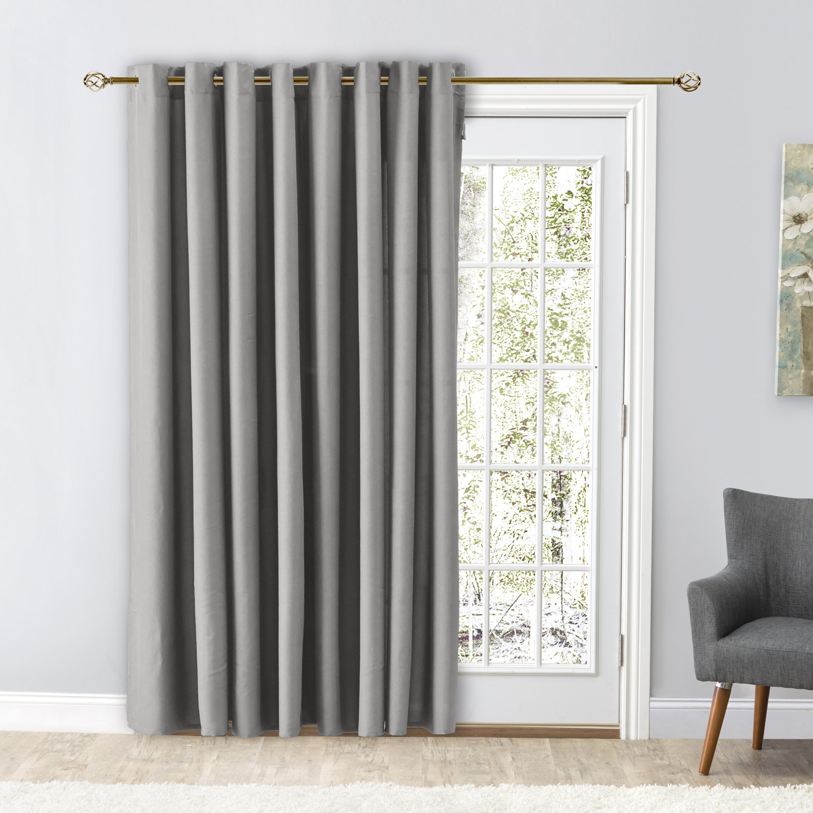 Lakeland Double-Wide Patio Curtain Panel, Gray