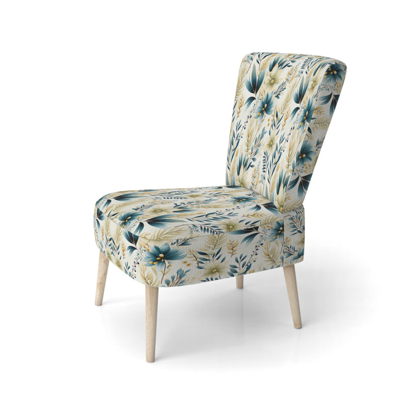 Coastal Neutrals Flowers - Chaise d'appoint rembourrée bohémienne, chaise d'appoint bleue