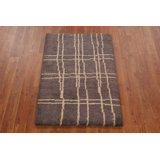 Tapis brun indien foncé en laine brun foncé 2x3