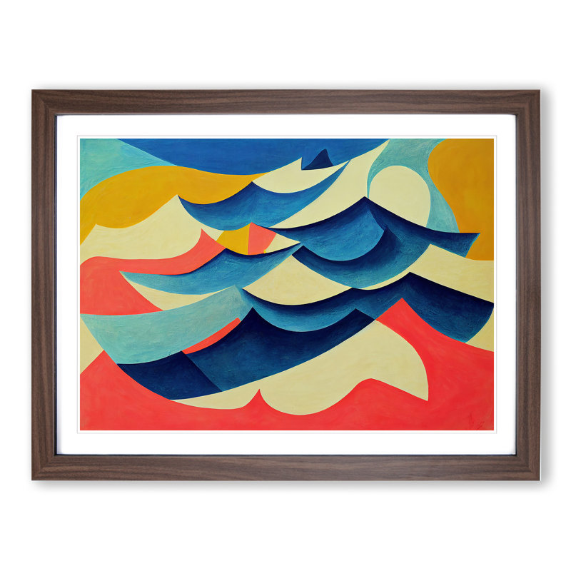 Abstract Ocean Wave Vol.4 - Framed Print, 34cm H x 46cm W x 2cm D, Walnut