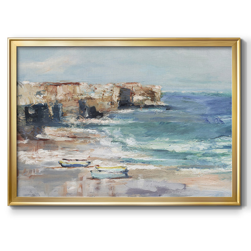 Étude Sea Cliff, Non, Toile avec cadre or, H 26 po x l 38 po x P 1,5 po