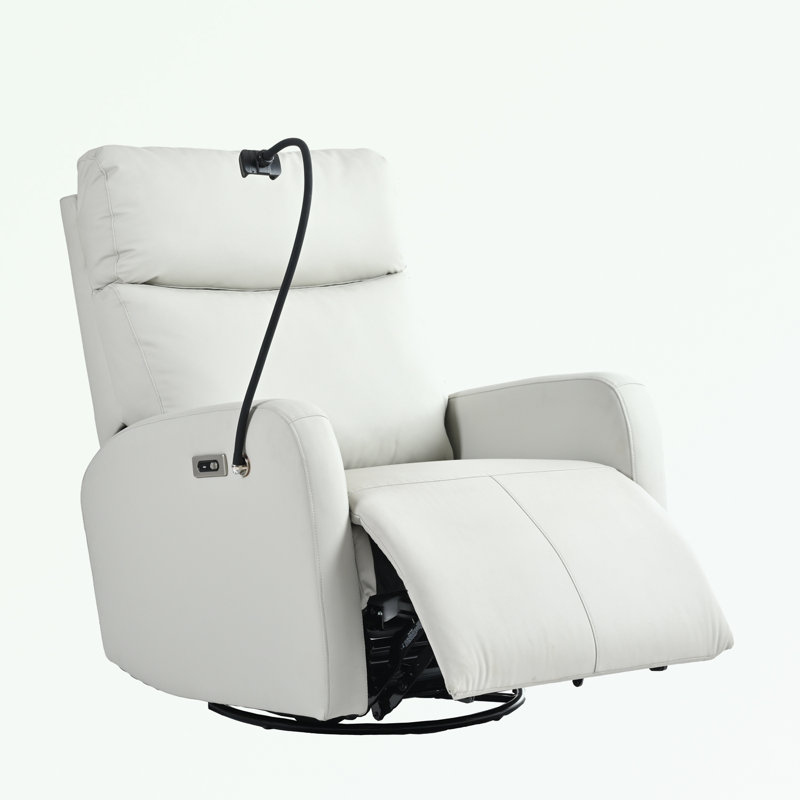 Aldo 270° Swivel Rocker Recliner with Adjustable Recline, Manual, Light Gray Faux Leather