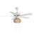 42"W LED 5-Blade White Tan Wood Caged Ceiling Fan with Light
