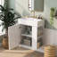 Meuble-lavabo flottant moderne de 21,6 po avec lavabo en céramique et rangement droit, assemblage requis, robinet et drain exclus-133751647