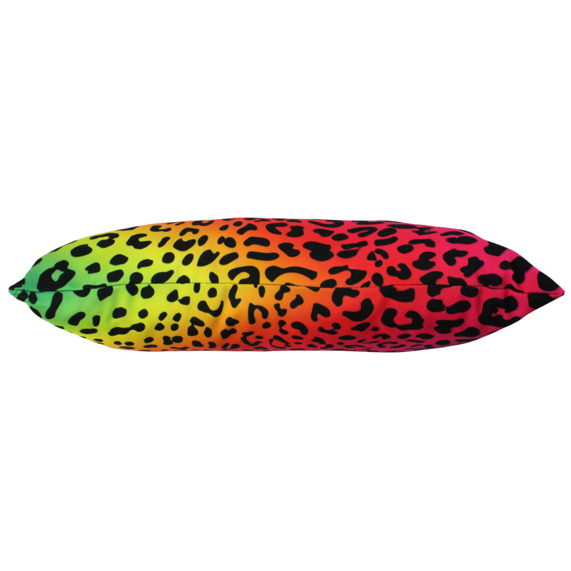Animal Print Reversible Throw Pillow, Rainbow Gradient/Black