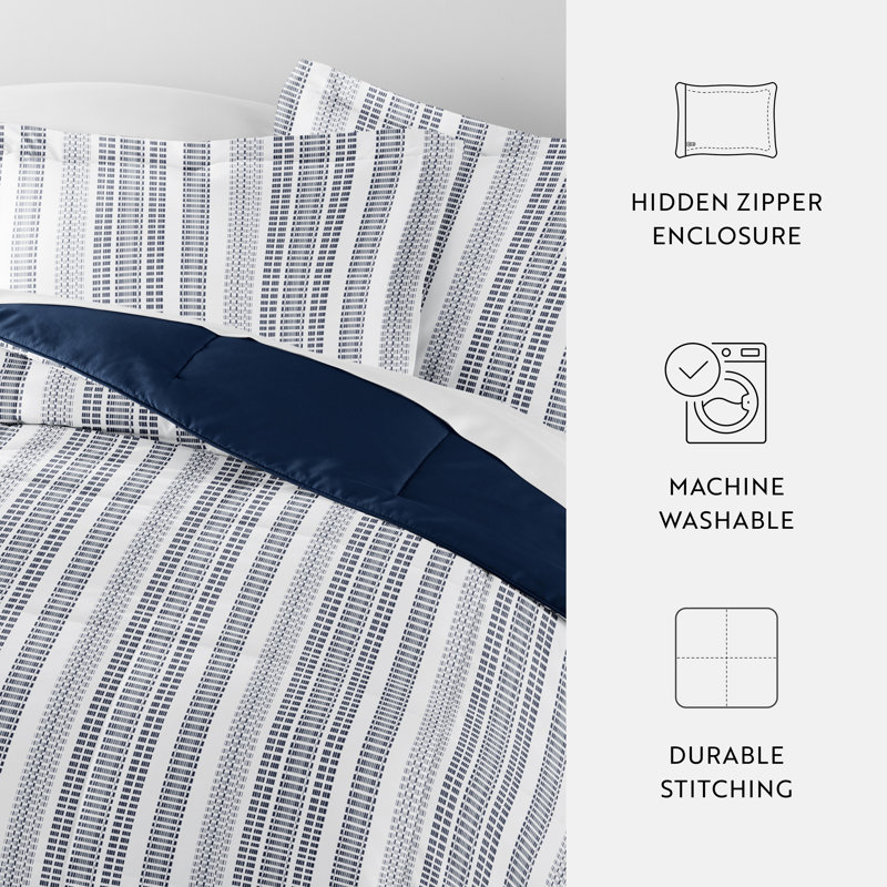 Twin Blue and White Down Alternative Reversible Comforter Set