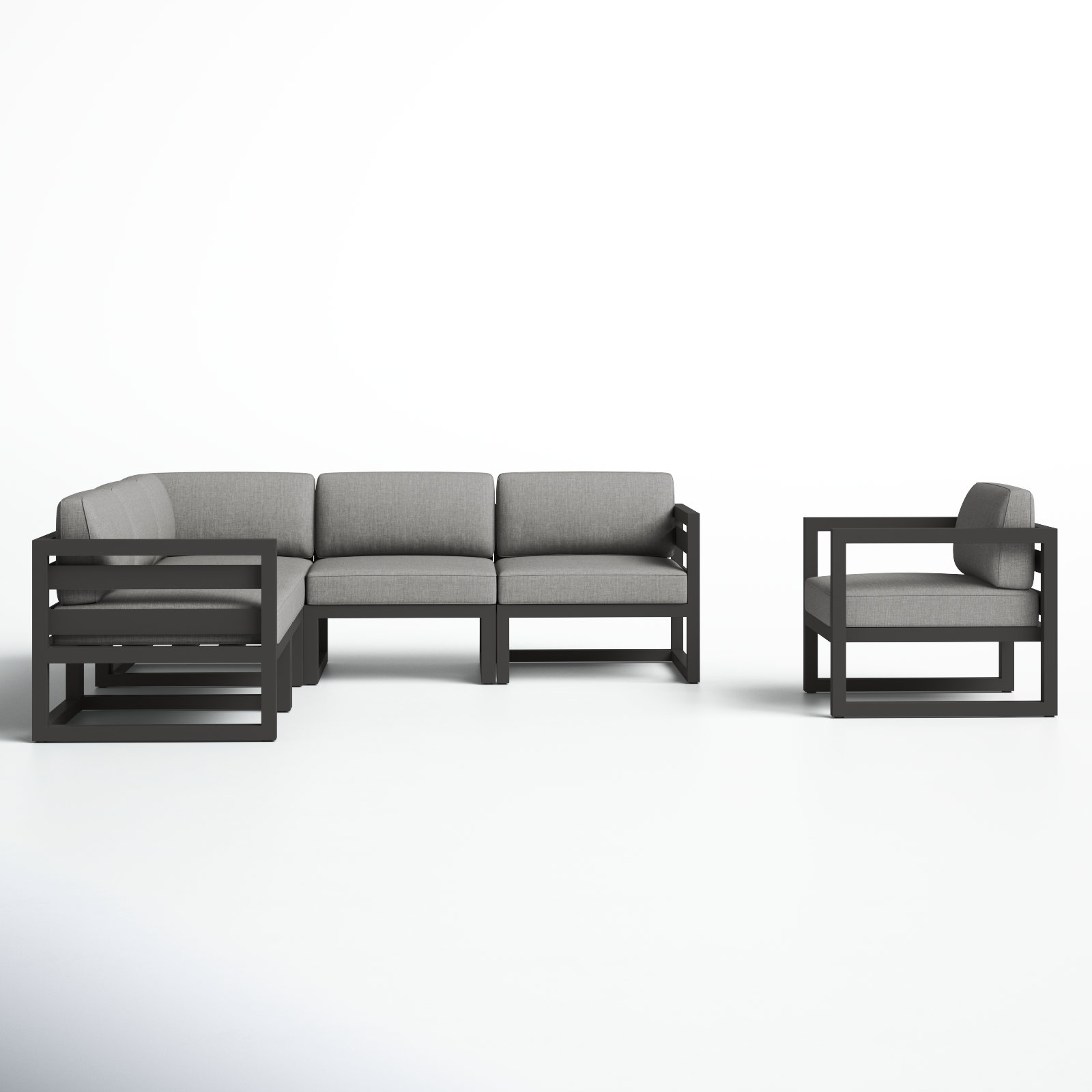 Smith 94" Sunbrella® Patio Sectional, Cast Silver Sunbrella® Plainweave, Slate