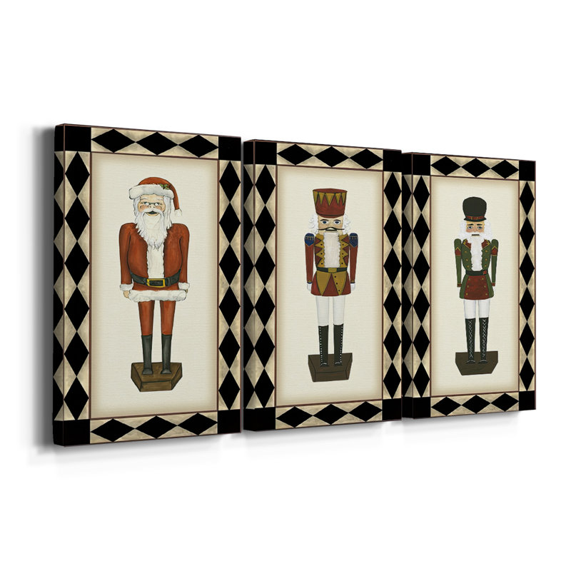 Jolly Santa  -Custom Wrapped Gallery Canvas - 3 Pieces, 12" H x 24" W