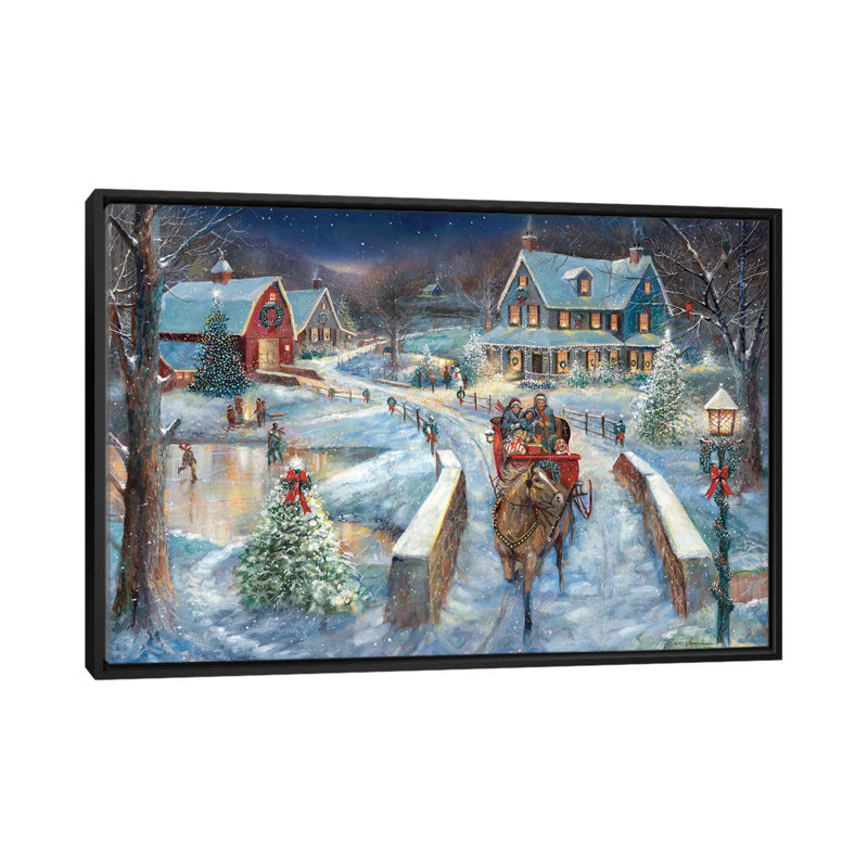 Evening Sleigh Bells, 40" H x 60" W x 1.5" D, Black Framed, No Matte