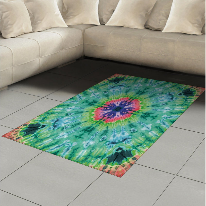 Green High Density Long Fiber Poly Threads Decorative Area Rug Carpet, Rectangle 4' x 5'8"