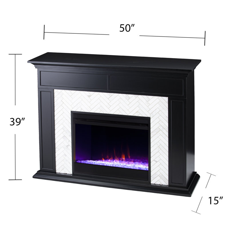 Colour Changing Marble Tiled Fireplace Black